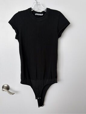Alexander Wang Black Short Sleeve Bodysuit Tee